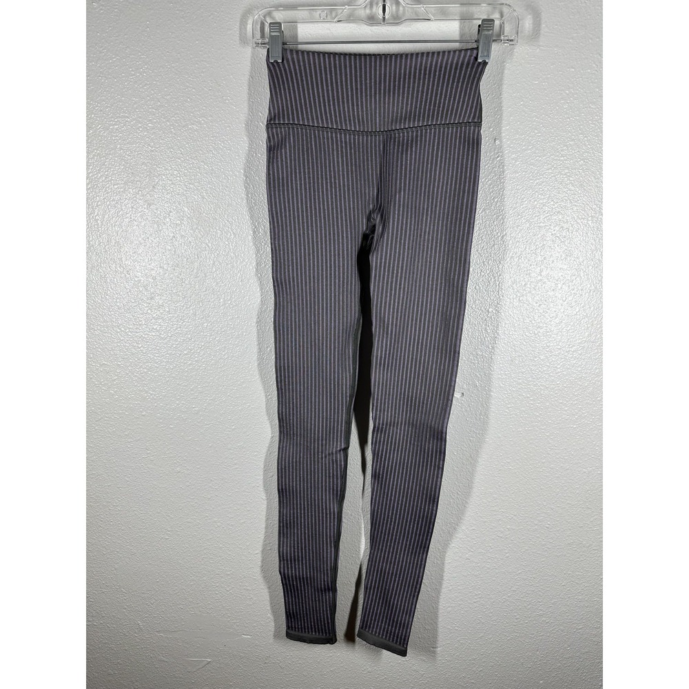 Fabletics Yoga Leggings Womens XS Tall Gray Purple High Waisted Seamless Rib - Picture 11 of 11